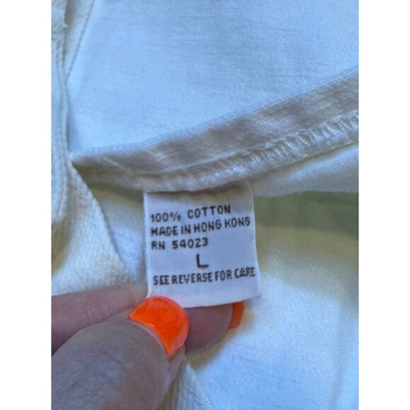 Vintage 80s 90s Banana Republic Safari & Travel White Denim Long Sleeve Trucker - Picture 5 of 12